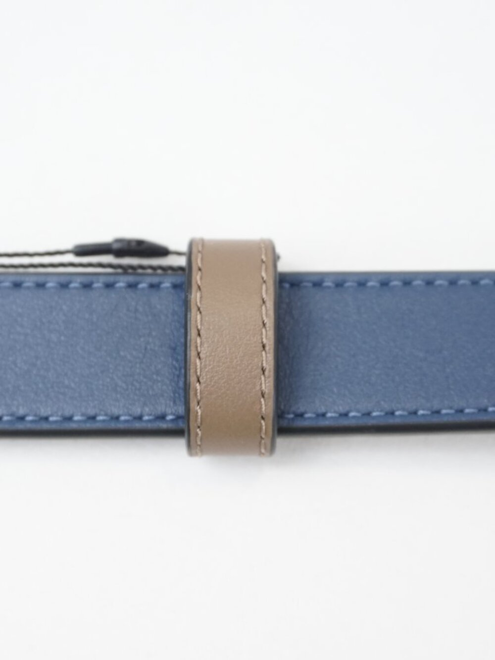Coach Buckle Cut-To-Size Calf Leather Belt 25mm In Navy Blue/Brown (NWT) - Picture 7 of 11